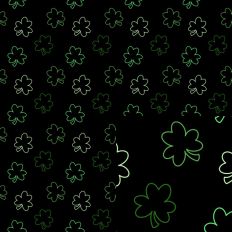 Black Green Shamrocks Outline Seamless Pattern SVG