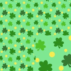 Mint Shamrocks & Yellow Dots Seamless Pattern SVG