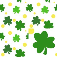 Shamrocks & Yellow Dots White Seamless SVG Pattern