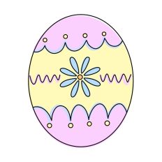 Pink Hand Drawn Flower Easter Egg Print and Cut