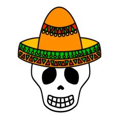 Skull with Sombrero Fiesta Decorations Print and Cut Cinco De Mayo