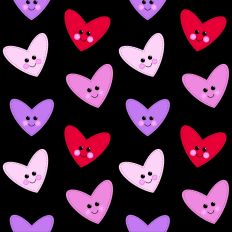 Black Happy Heart Stitched Heart Seamless SVG Pattern