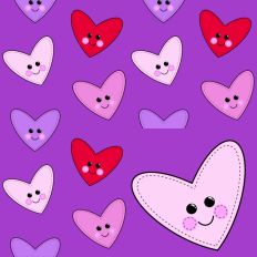 Purple Happy Heart Stitched Heart SVG Seamless Printable