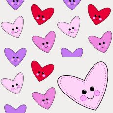 White Kawaii Stitched Heart Seamless SVG Pattern