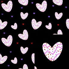 Heart Shaped Snack Cakes on Black Pattern
