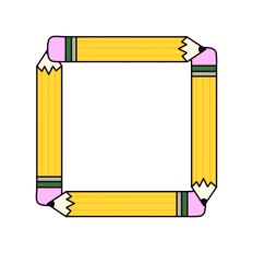 Yellow Pencil Square Frame Print and Cut