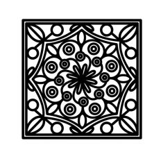 Flower Stained Glass Tile Symmetrical Coloring Page