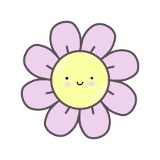 Kawaii Happy Little Pink SVG Flower Print and Cut