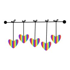 Striped Rainbow Heart Dangles Print and Cut SVG Design