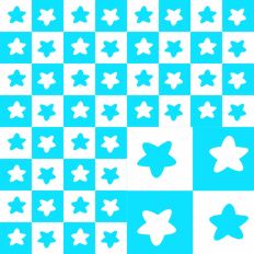 Aqua and Pale Blue Check with Stars Seamless Pattern