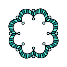 Turquoise Scalloped Round Print and Cut Frame Design