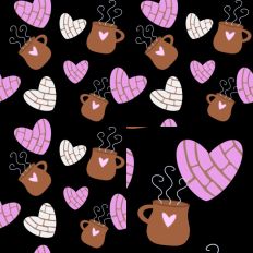 Valentine Conchas and Cafe Pan Dulce and Coffee SVG Seamless