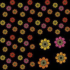 Warm Modern Hand Drawn Flowers Black Pattern