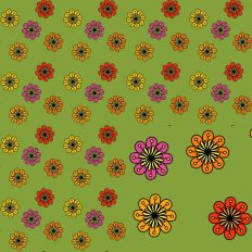 Warm colored Flowers on Moss Hand Drawn Background SVG