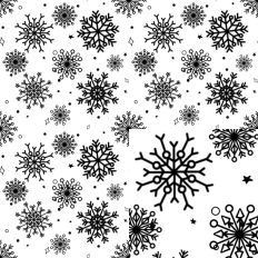 Hand Drawn Black Snowflakes on White