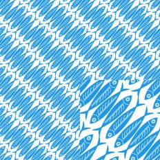 Blue Sardines White Seamless Pattern