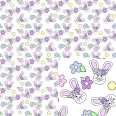 Bunny Face with Flower Crown Seamless Easter SVG Pattern