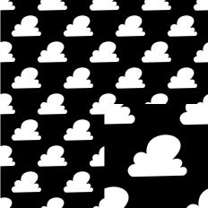 Fluffy White Clouds in a Pitch Black Sky Patten