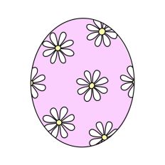Pink Easter Egg with White Daisies Print and Cut
