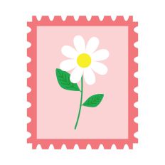 White Daisy Pink Print and Cut Stamp Design