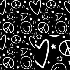 Peace Love and Happiness in Black and White