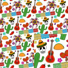 Fiesta Cinco De Mayo Seamless Pattern White Background