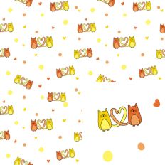 Orange Yellow White Cats in Love Valentine Pattern