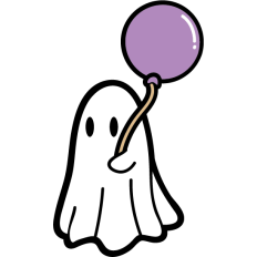 cute ghost with balloon