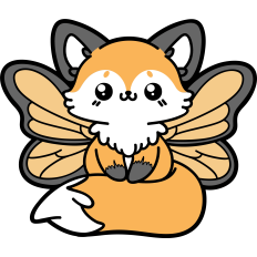cute fox with butterfly wings