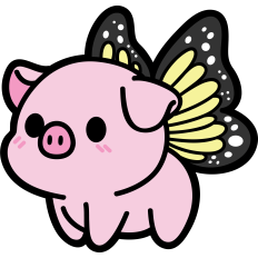 cute pig with butterfly wings