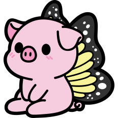 cute pig with butterfly wings
