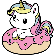 cute unicorn in a donut