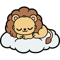 lion sleeping on a cloud