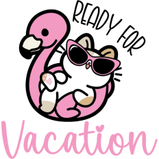 cute cat on an inflatable flamingo