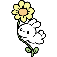 cute bunny flying on a flower
