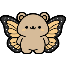cute bear with butterfly wings