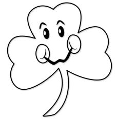 Shamrock with Face for St. Patrick's Day, outline