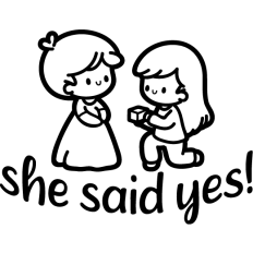 cute lgbtq+ proposal lineart
