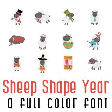 Sheep Shape Year Full Color Font