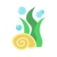 Seaweed and Shell with Bubbles SVG