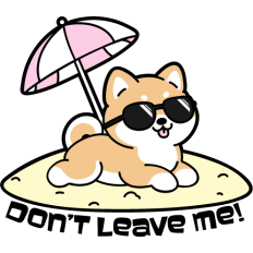 shiba inu on the beach "don't leave me"