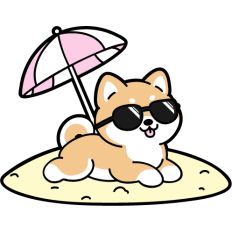 shiba inu on the beach