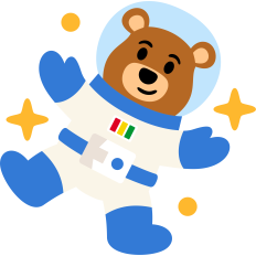 astronaut bear flying in space