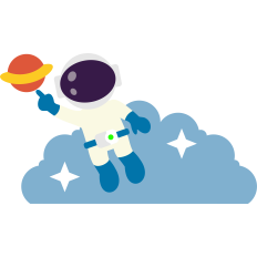 astronaut pointing at the planet