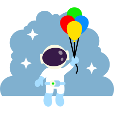 astronaut with balloons
