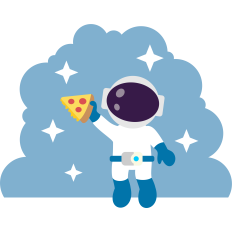 astronaut with pizza
