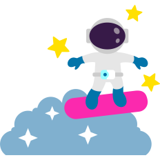 astronaut with snowboard