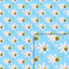 bee daisy blue pattern