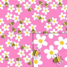 bee daisy flowers pattern