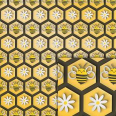 bee flower honey comb pattern